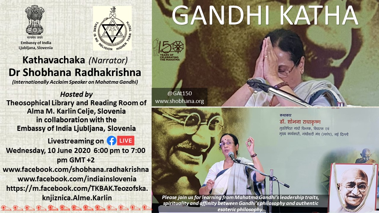 Livestreaming of Gandhi Katha (Gandhi's Story) by Dr Shobhana Radhakrishna on 10 June 2020 at 6 pm